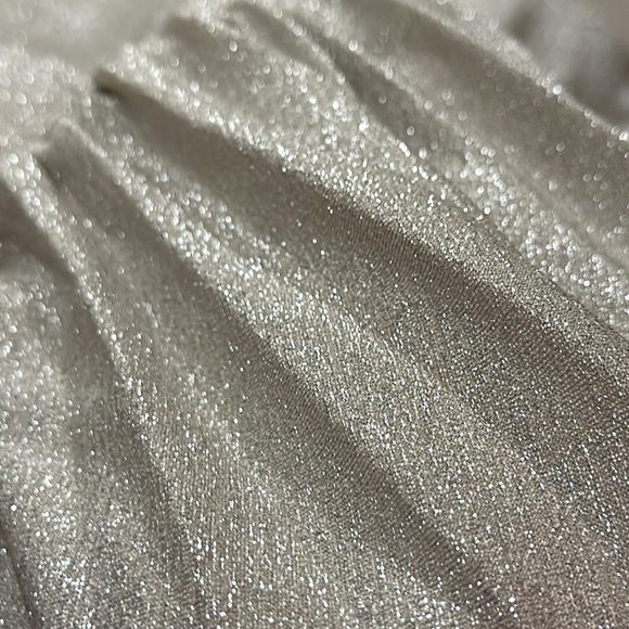 NWT Anthropologie Elevenses Dress Lunar Pleated Silver Sparkle Midi Straps 14 - Picture 8 of 8